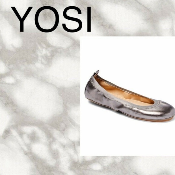 YOSI, NY~PEWTER METALLIC "LEXINGTON" BALLET FLAT, FOLDABLE WITH STORAGE BAG~US 9 - Picture 3 of 3